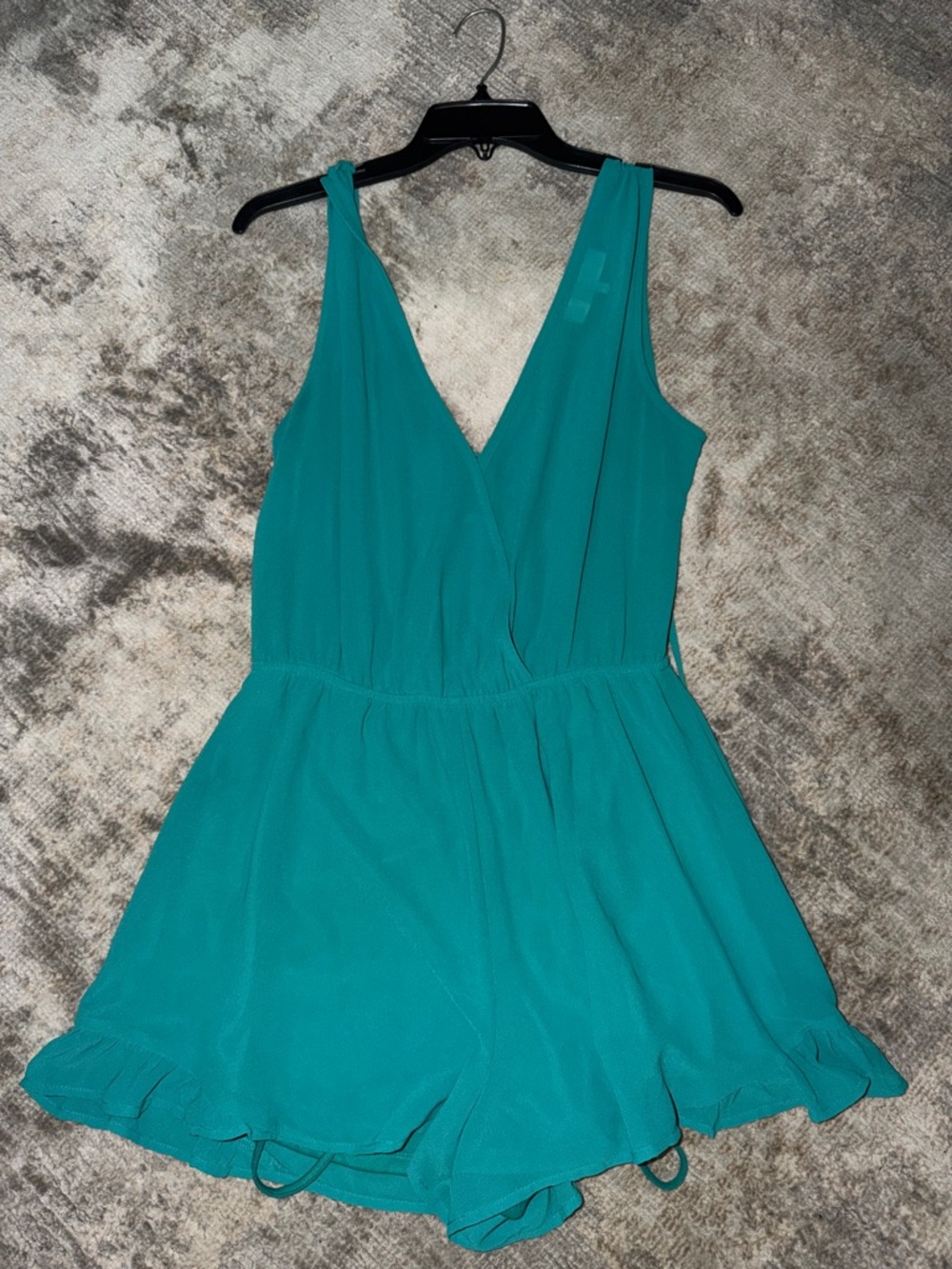 Astr Teal Sleeveless V-Neck Romper